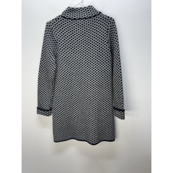Giovanna Tricot Made Italy Black Houndstooth Long Knit Cardigan-Pockets Wool S - Picture 8 of 12